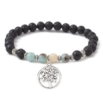 Bracelet with Lava Stone and Amazonite with Tree of Life Pendant [product.brand] 1 - Rosmarinus (koreni-krumlov.cz / platce DPH)