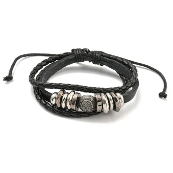 Armband aus Kunstleder und gewachsten Schnüren mit Metallperlen [product.brand] 1 - Rosmarinus (koreni-krumlov.cz / platce DPH) 