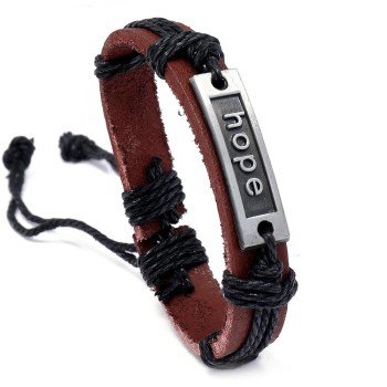 Leather bracelet "Hope" with elements in antique silver style [product.brand] 1 - Rosmarinus (koreni-krumlov.cz / platce DPH) 