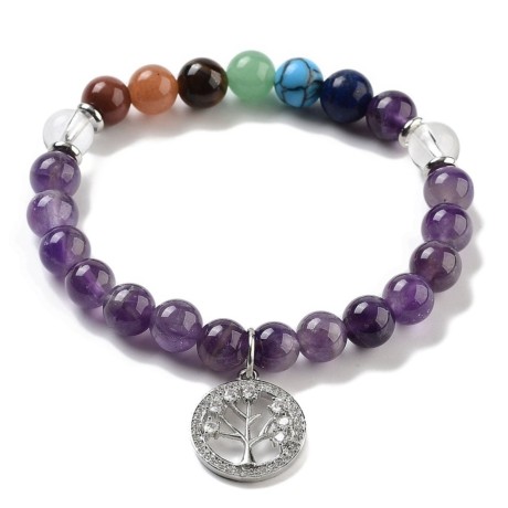 Chakra Bracelet from Amethyst with Tree of Life Pendant [product.brand] 1 - Rosmarinus (koreni-krumlov.cz / platce DPH) 