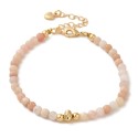 Delicate Bracelet Made of Pink Opal with 14k Gold Floral Detail