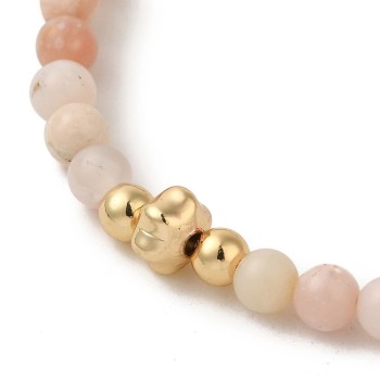 Delicate Bracelet Made of Pink Opal with 14k Gold Floral Detail