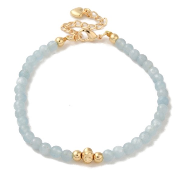 Delicate Bracelet Made of Aquamarine with 14k Gold Floral Detail [product.brand] 1 - Rosmarinus (koreni-krumlov.cz / platce DPH)