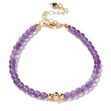 Delicate Bracelet Made of Amethyst with 14k Gold Floral Detail