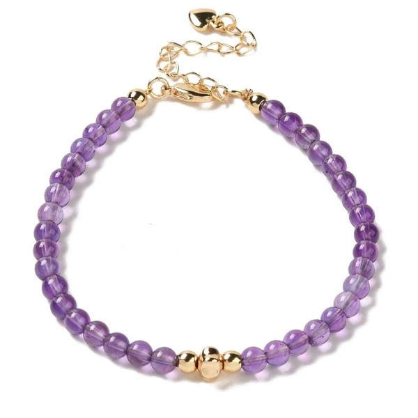 Delicate Bracelet Made of Amethyst with 14k Gold Floral Detail