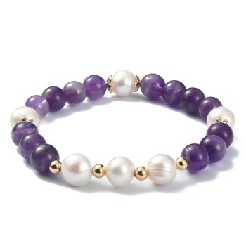 Bracelet made of amethyst and real pearl [product.brand] 1 - Rosmarinus (koreni-krumlov.cz / platce DPH) 