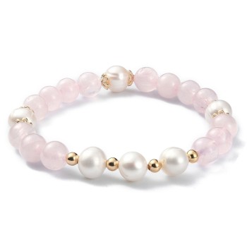 Bracelet made of rose quartz and real pearls [product.brand] 1 - Rosmarinus (koreni-krumlov.cz / platce DPH) 