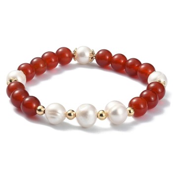 Bracelet made of carnelian and real pearls [product.brand] 1 - Rosmarinus (koreni-krumlov.cz / platce DPH) 