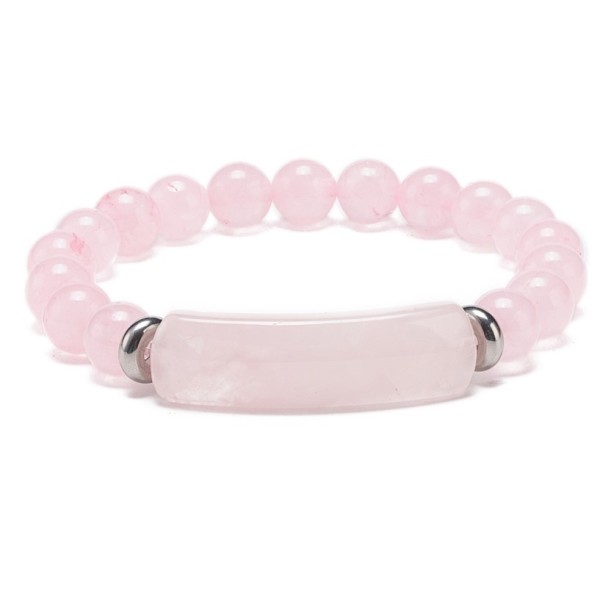 Bracelet made of natural rose quartz with a rectangular element [product.brand] 1 - Rosmarinus (koreni-krumlov.cz / platce DPH) 