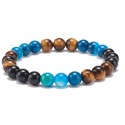 Elegant bracelet made of blue agate, tiger eye, and black onyx 8mm [product.brand] 1 - Rosmarinus (koreni-krumlov.cz / platce DP