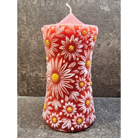 Large Daisy candle - red