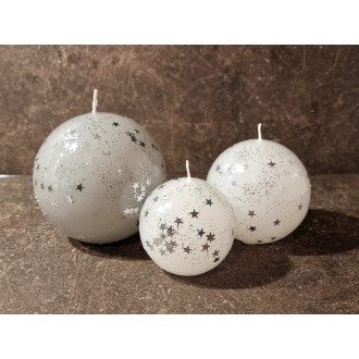 Grey candle with glittering stars